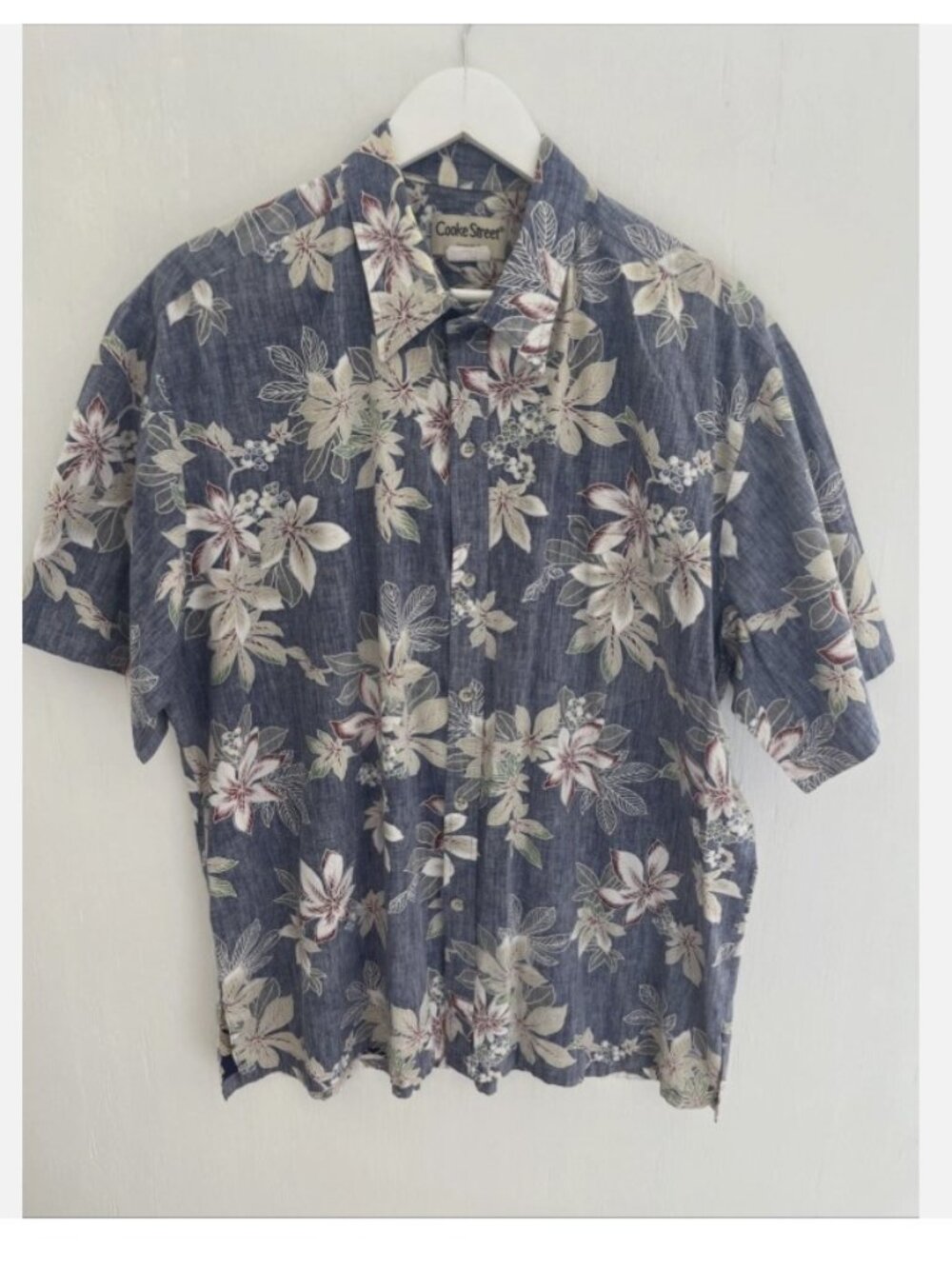 COOKE STREET Honolulu Blue Floral Hawaiian Shirt Reverse Print ALOAH Men 2XL